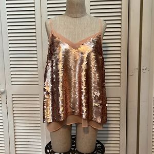 Anthropologie moulinette soeurs pink sequin tank Nwt